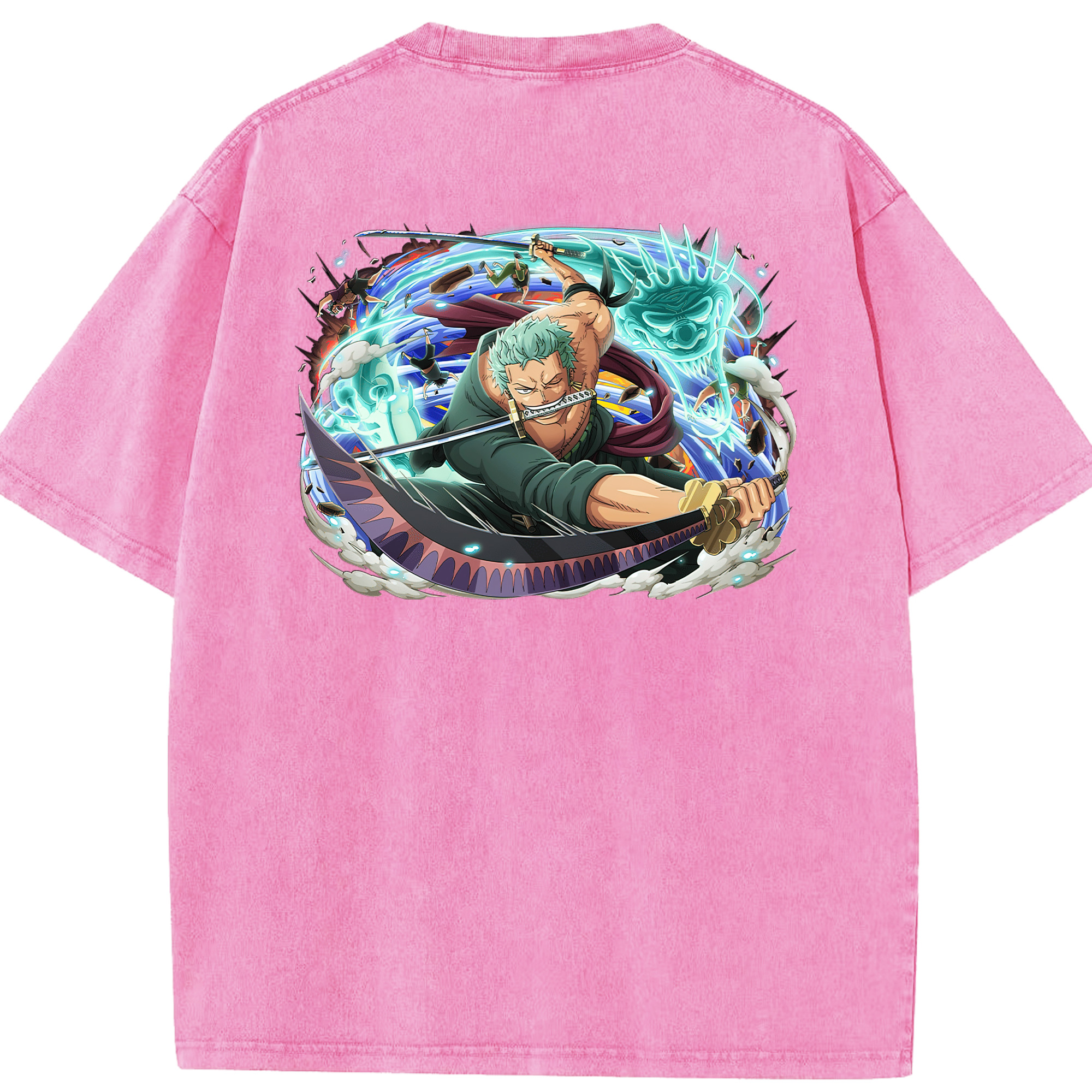 ワンピース ロロノア・ゾロ ONE PIECE Roronoa Zoro 綿100% ヴィンテージ風 半袖Tシャツ（背面プリント）
